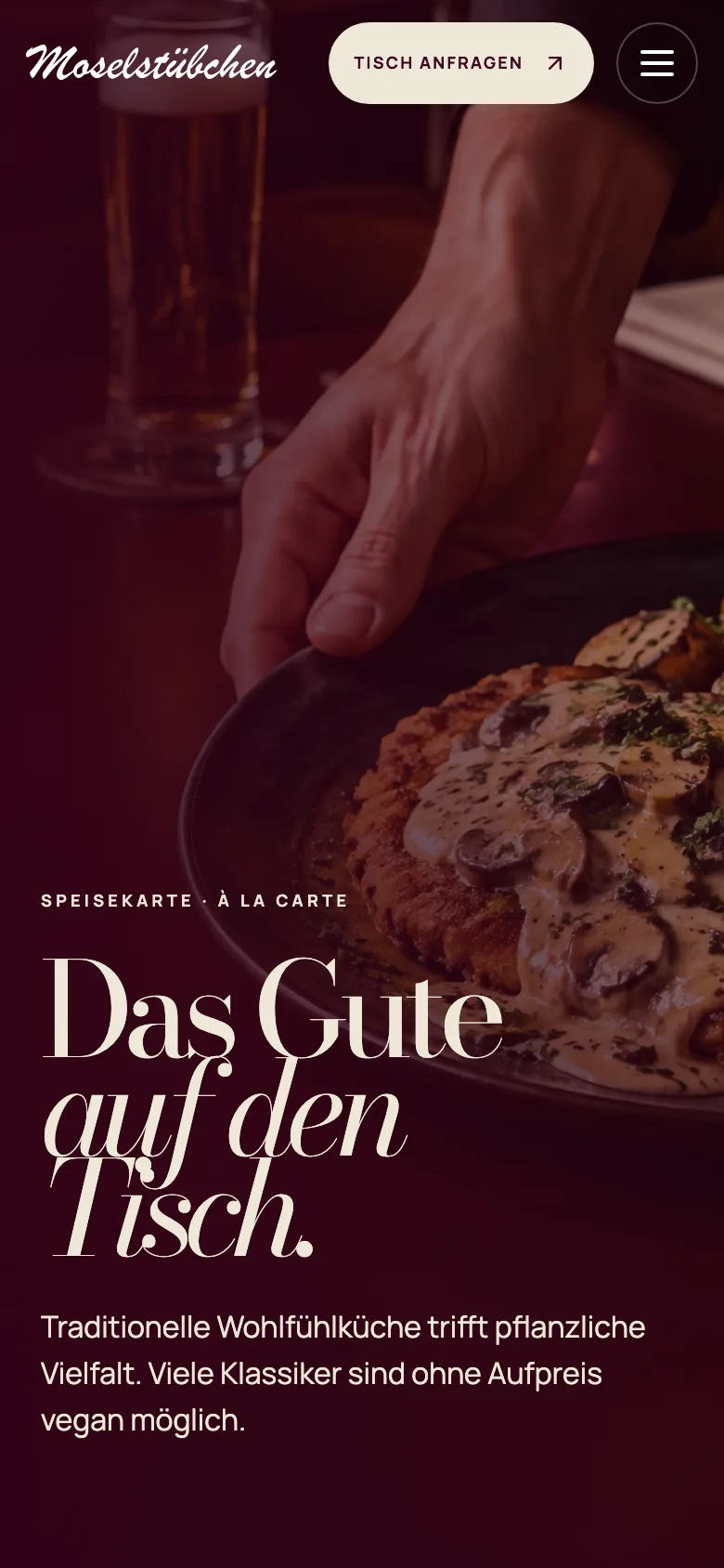 Speisekarte des Moselstübchens auf dem Handy